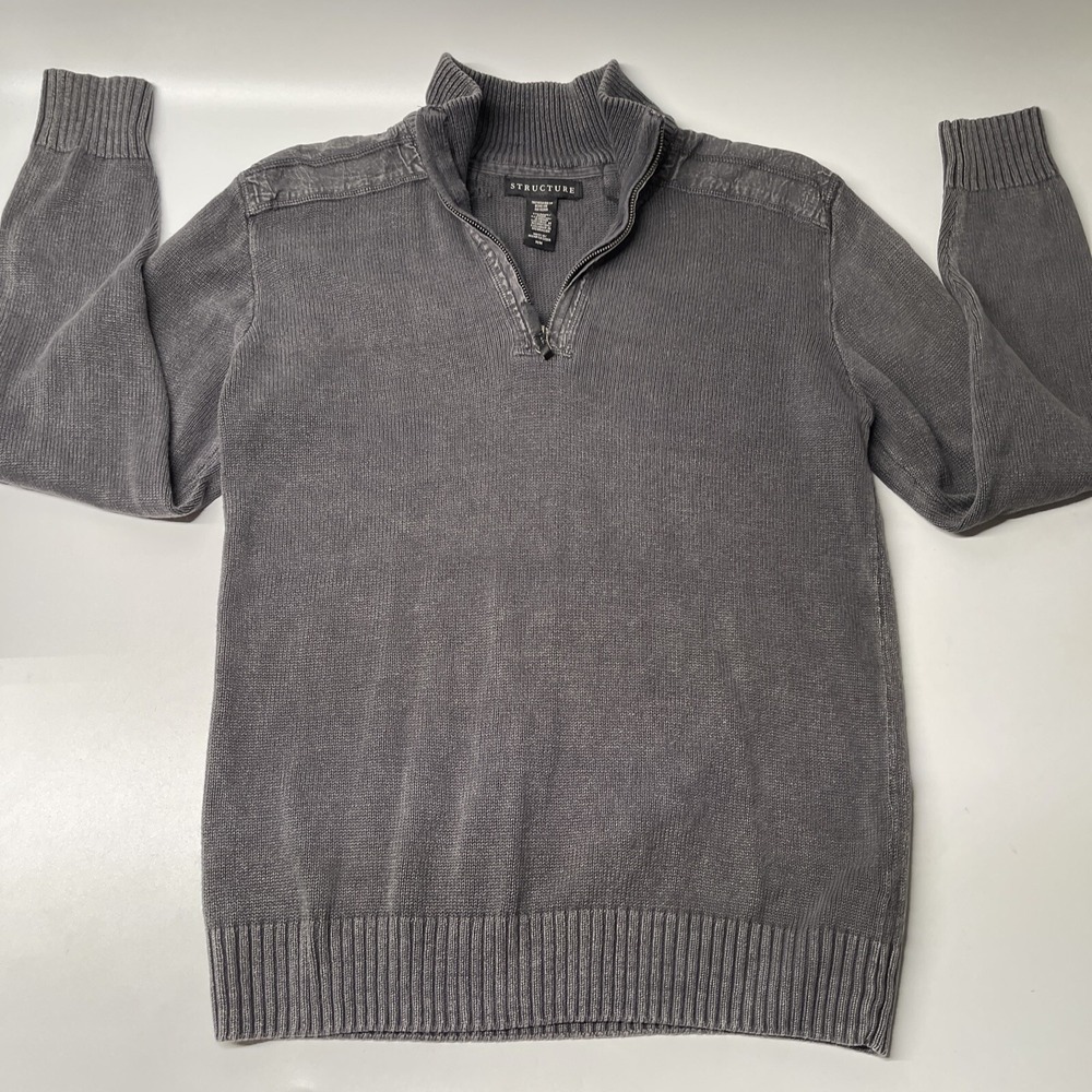 Vintage Structure Sweater 1/4 zip detailed Men's long sleeve Size Medium.